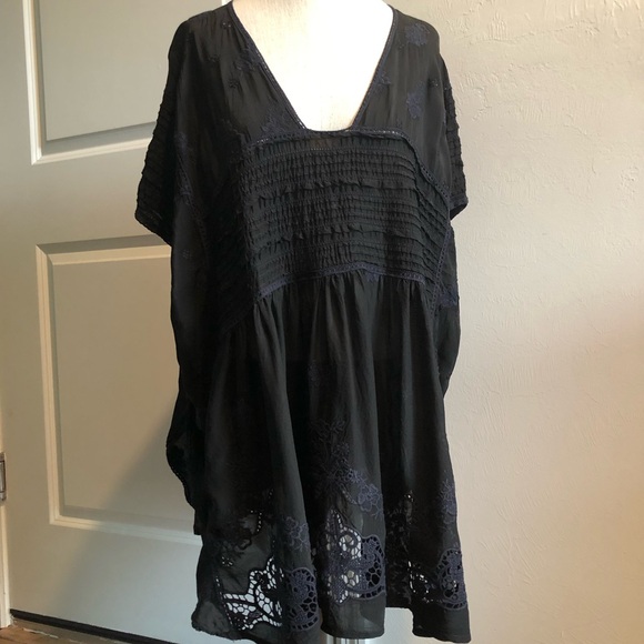 Johnny Was Black Lace Boho Top - Picture 1 of 8